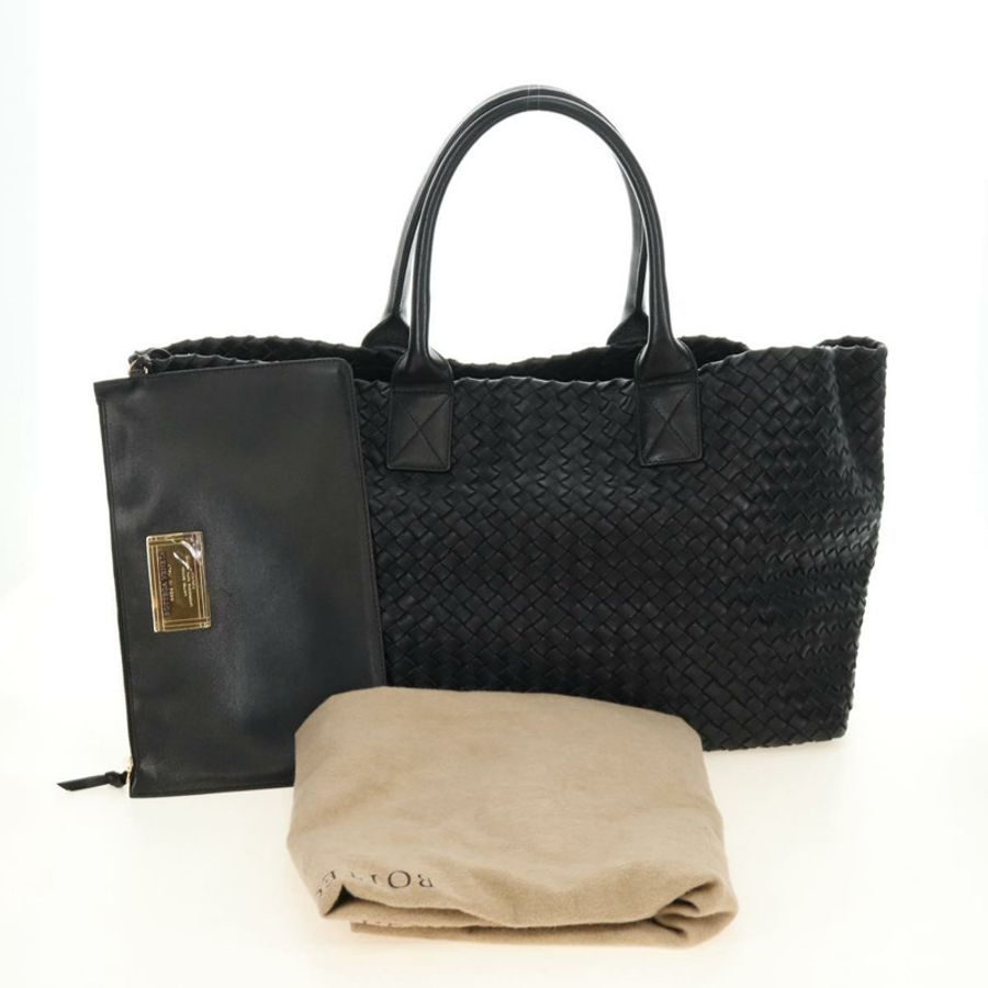 【日本直送】BOTTEGA VENETA INTRECCIATO Cabas PM 手提包,黑色真皮,正品 am11891SM-11
