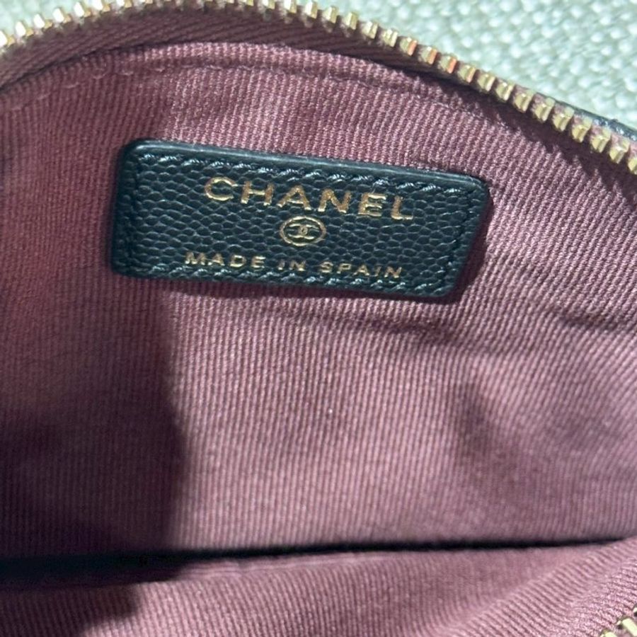 CHANEL 經典黑銀荔枝牛皮拉鍊零錢包-2
