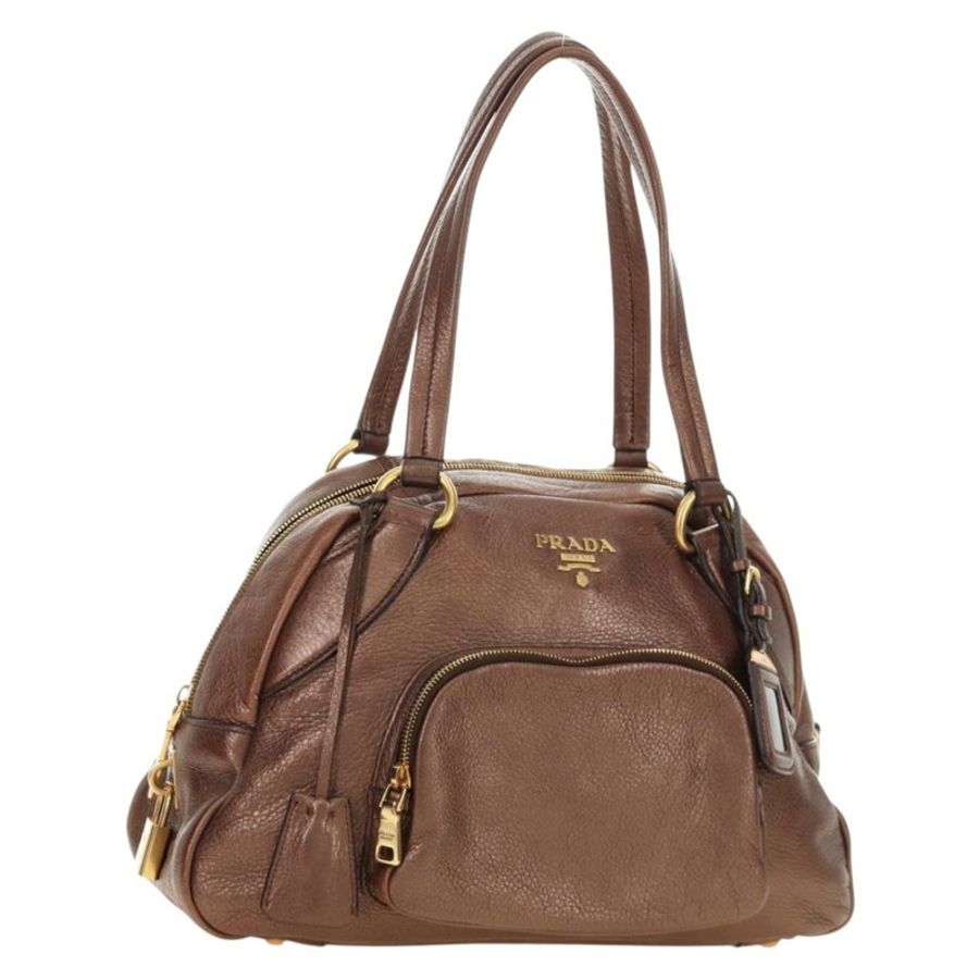 【日本直送】PRADA Ready Lock 肩背手提包,棕色金色皮革,BL0557,正品 am11881SAV-0