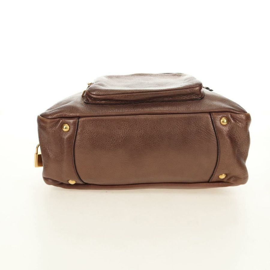 【日本直送】PRADA Ready Lock 肩背手提包,棕色金色皮革,BL0557,正品 am11881SAV-4