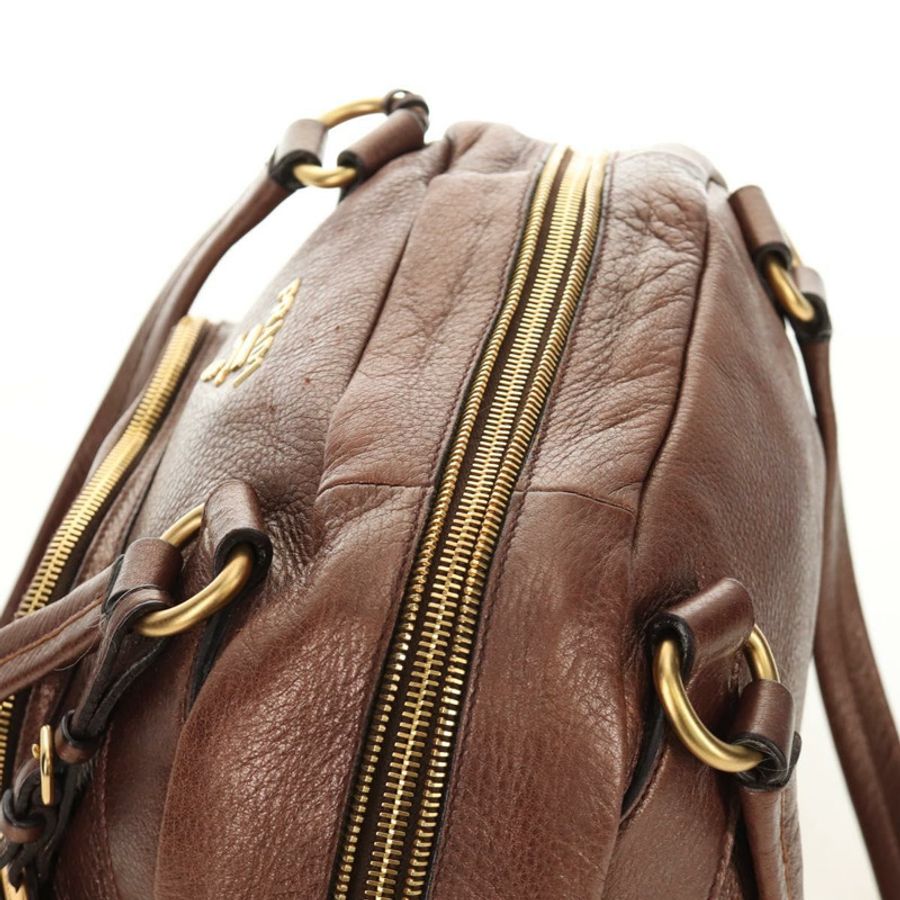 【日本直送】PRADA Ready Lock 肩背手提包,棕色金色皮革,BL0557,正品 am11881SAV-5