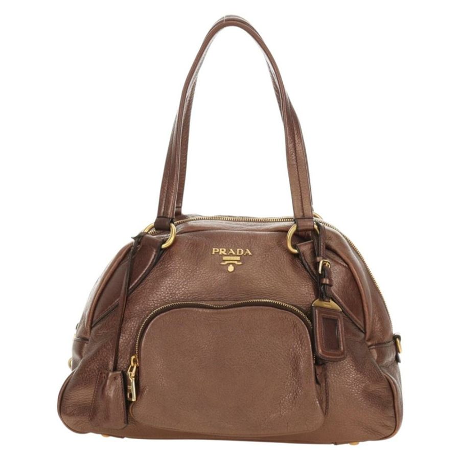 【日本直送】PRADA Ready Lock 肩背手提包,棕色金色皮革,BL0557,正品 am11881SAV-12