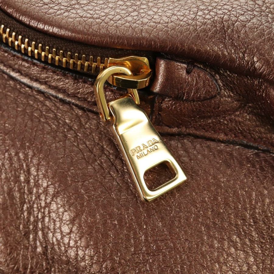 【日本直送】PRADA Ready Lock 肩背手提包,棕色金色皮革,BL0557,正品 am11881SAV-19