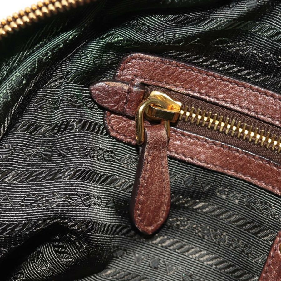 【日本直送】PRADA Ready Lock 肩背手提包,棕色金色皮革,BL0557,正品 am11881SAV-26