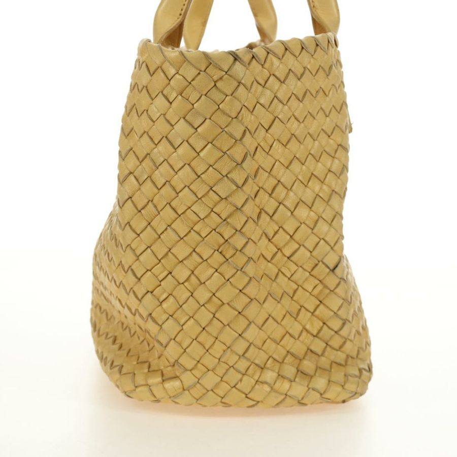【日本直送】BOTTEGA VENETA INTRECCIATO Cabas PM 手提包 皮革 金色 141498 Auth am11898V-3