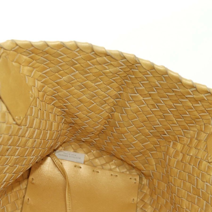 【日本直送】BOTTEGA VENETA INTRECCIATO Cabas PM 手提包 皮革 金色 141498 Auth am11898V-17