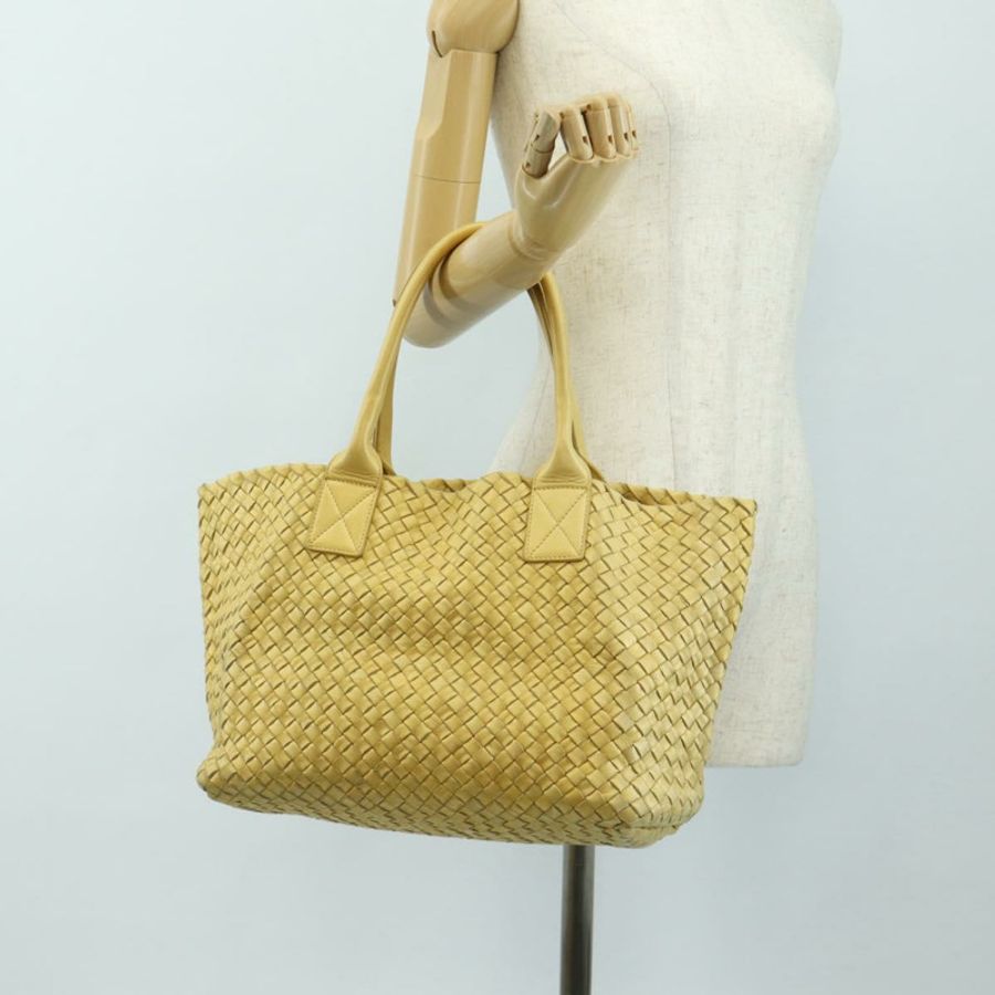 【日本直送】BOTTEGA VENETA INTRECCIATO Cabas PM 手提包 皮革 金色 141498 Auth am11898V-19