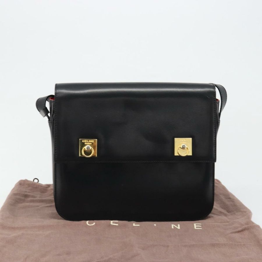 【日本直送】CELINE 黑色金色皮革肩背包,正品編號 179534A-11