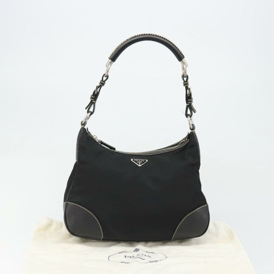 【日本直送】PRADA 單肩包 尼龍皮革 黑色 銀色 正品 179529A-11