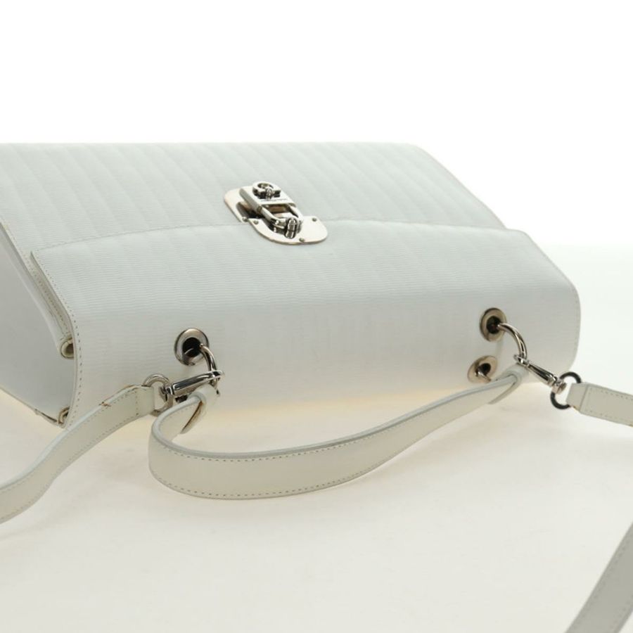 【日本直送】Salvatore Ferragamo Gancini 手提包 PVC 皮革 兩用 白色銀色 正品 179530V-16