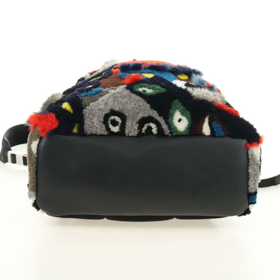 【日本直送】FENDI Bore 背包,毛絨多色銀色,正品編號 185333M-4
