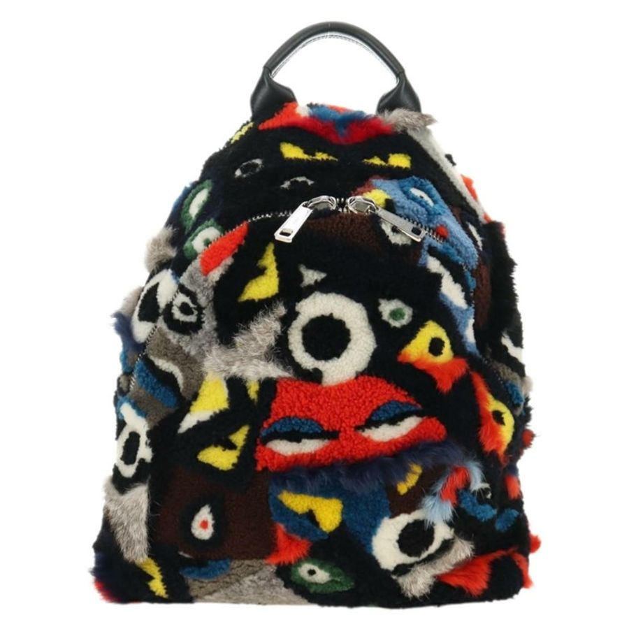 【日本直送】FENDI Bore 背包,毛絨多色銀色,正品編號 185333M-12