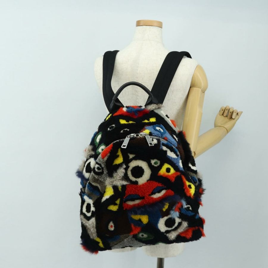 【日本直送】FENDI Bore 背包,毛絨多色銀色,正品編號 185333M-27