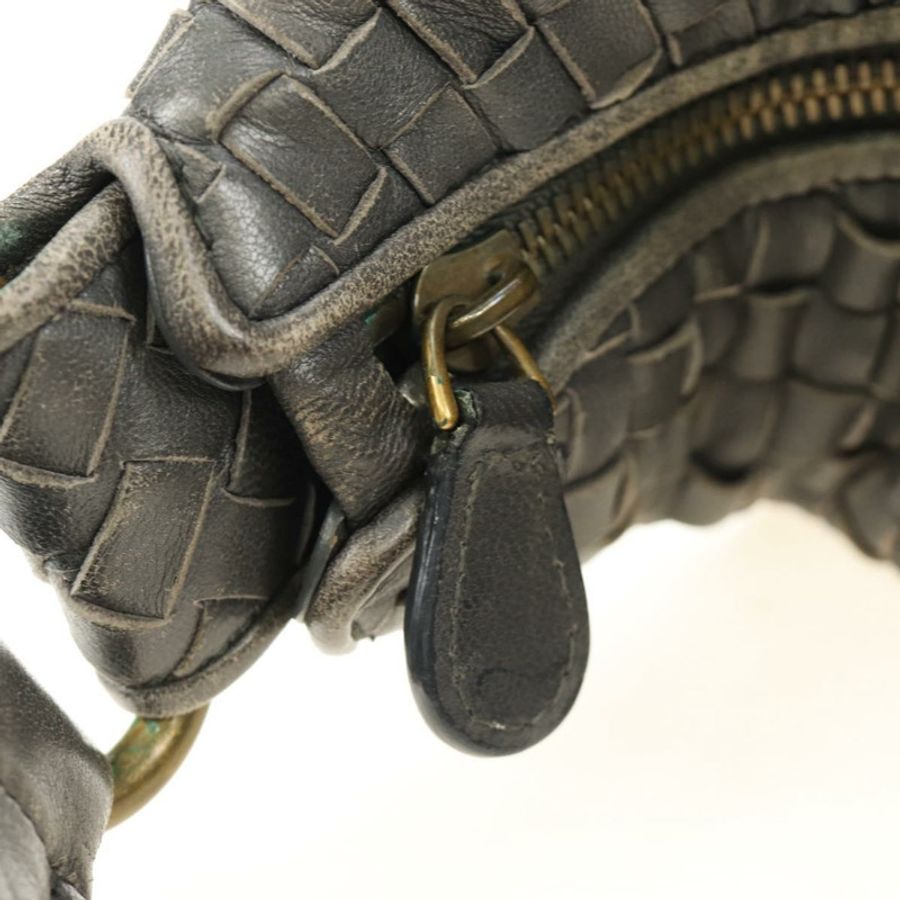 【日本直送】BOTTEGA VENETA INTRECCIATO 皮革肩背包 灰色 金色 正品 185312M-20