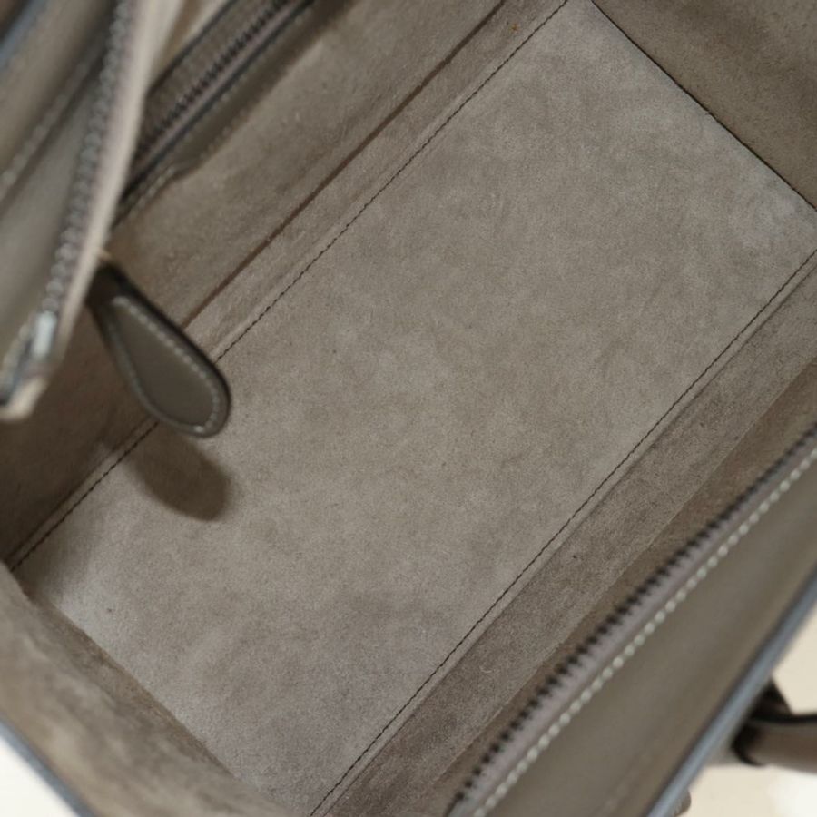 【日本直送】CELINE Luggage Micro Shopper 手提包,皮革材質,灰色/銀色,正品,貨號 185329M-9