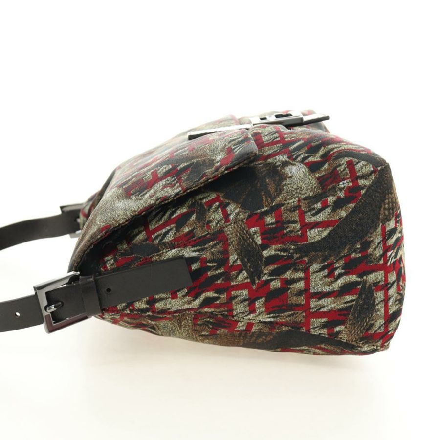 【日本直送】FENDI Zucca帆布Mamma Baguette單肩包 紅色銀色 正品 185692V-2