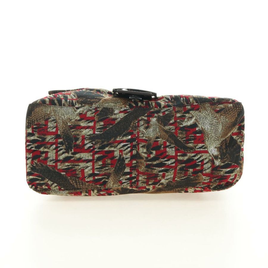 【日本直送】FENDI Zucca帆布Mamma Baguette單肩包 紅色銀色 正品 185692V-4