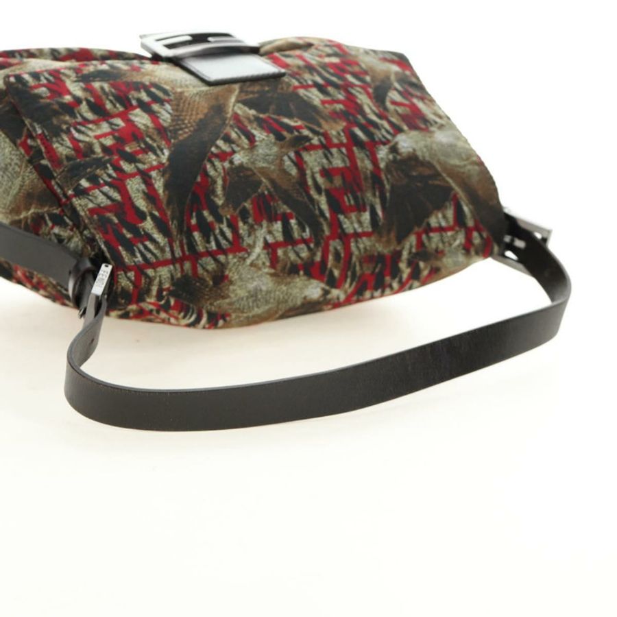 【日本直送】FENDI Zucca帆布Mamma Baguette單肩包 紅色銀色 正品 185692V-5