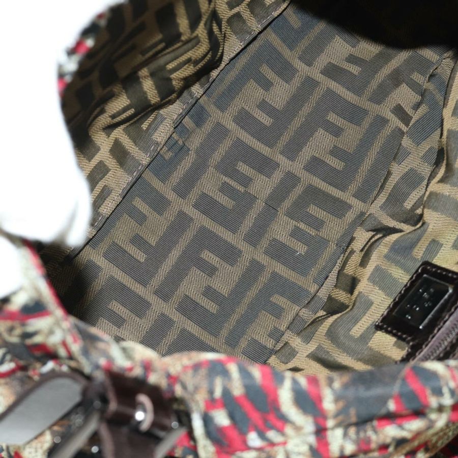 【日本直送】FENDI Zucca帆布Mamma Baguette單肩包 紅色銀色 正品 185692V-9
