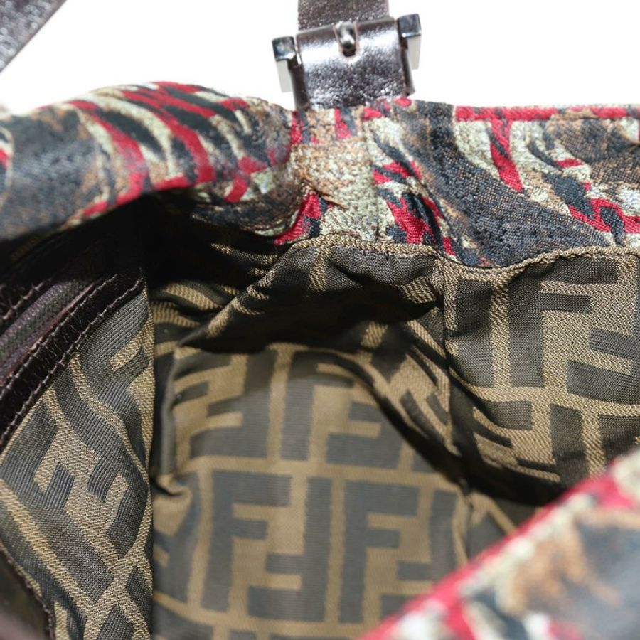 【日本直送】FENDI Zucca帆布Mamma Baguette單肩包 紅色銀色 正品 185692V-23