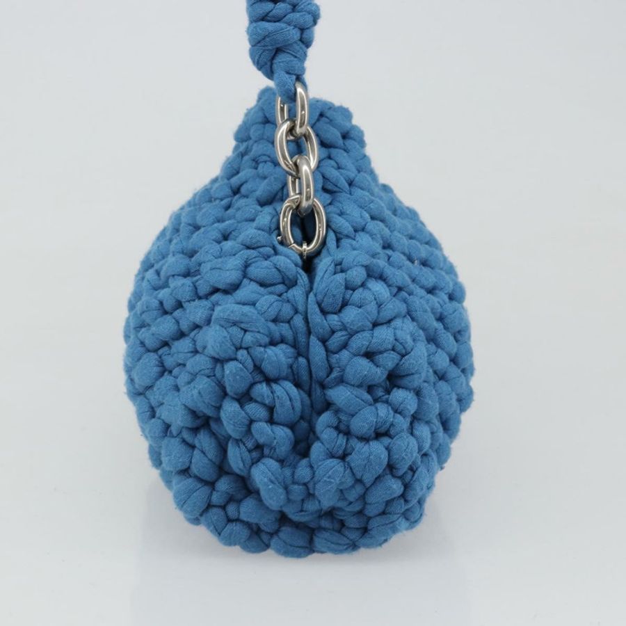 【日本直送】BOTTEGA VENETA 手提包 棉質針織布料 藍色 銀色 正品 185557A-3