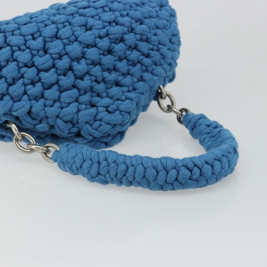 【日本直送】BOTTEGA VENETA 手提包 棉質針織布料 藍色 銀色 正品 185557A-6