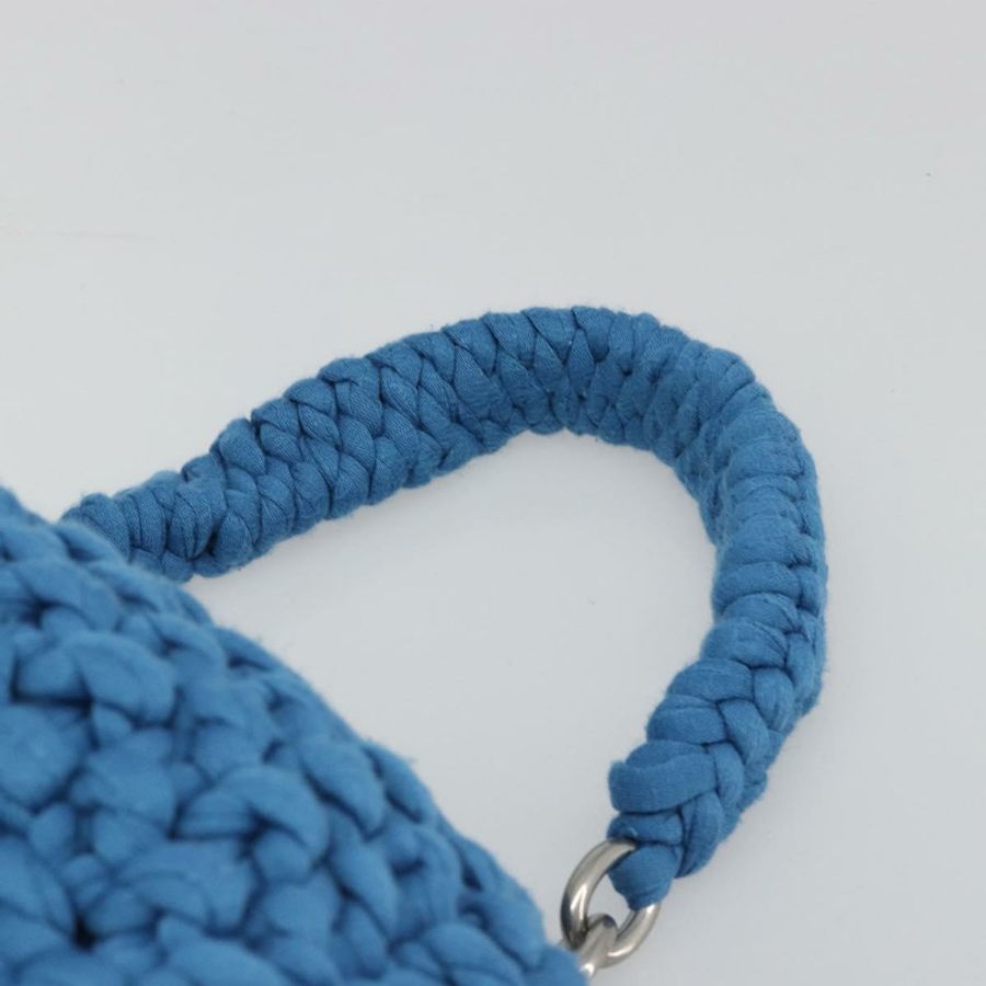 【日本直送】BOTTEGA VENETA 手提包 棉質針織布料 藍色 銀色 正品 185557A-7