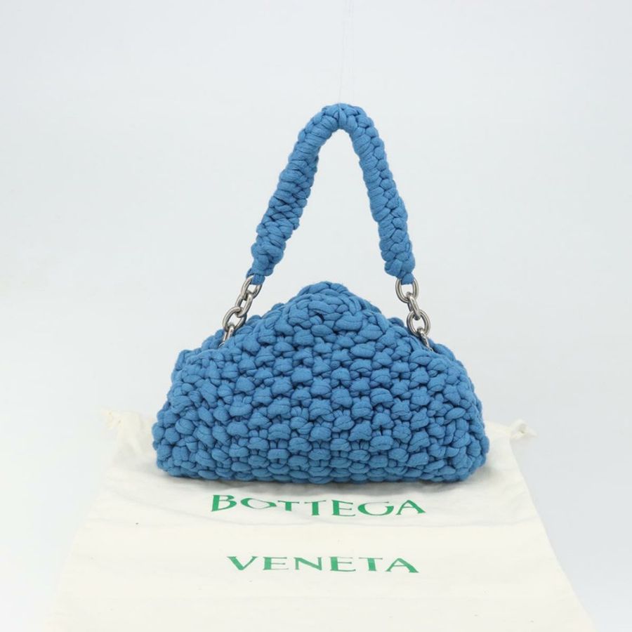 【日本直送】BOTTEGA VENETA 手提包 棉質針織布料 藍色 銀色 正品 185557A-11
