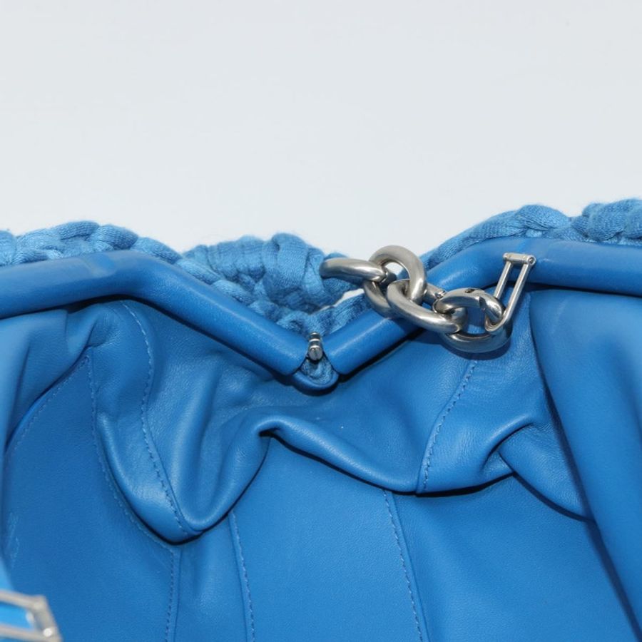 【日本直送】BOTTEGA VENETA 手提包 棉質針織布料 藍色 銀色 正品 185557A-16