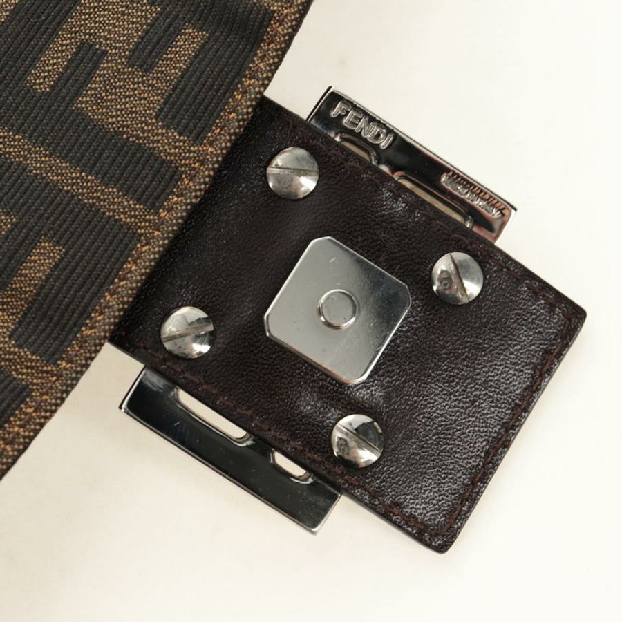 【日本直送】FENDI Zucca帆布Mamma Baguette單肩包 黑色棕色 正品 185313M-8