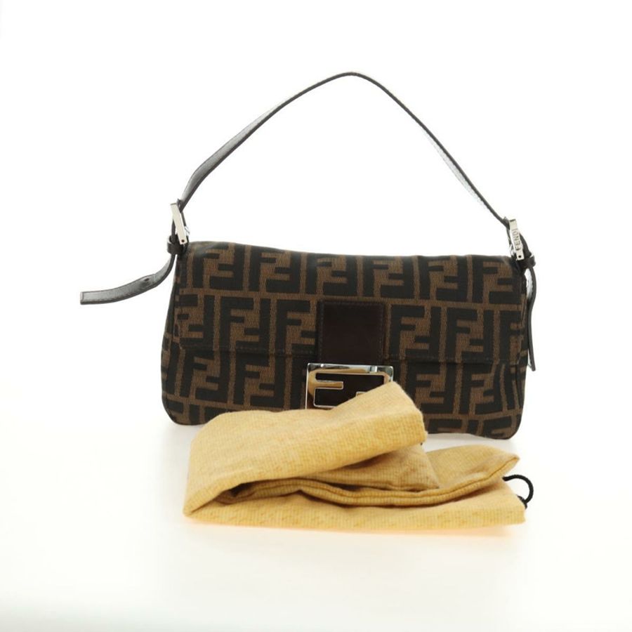 【日本直送】FENDI Zucca帆布Mamma Baguette單肩包 黑色棕色 正品 185313M-11