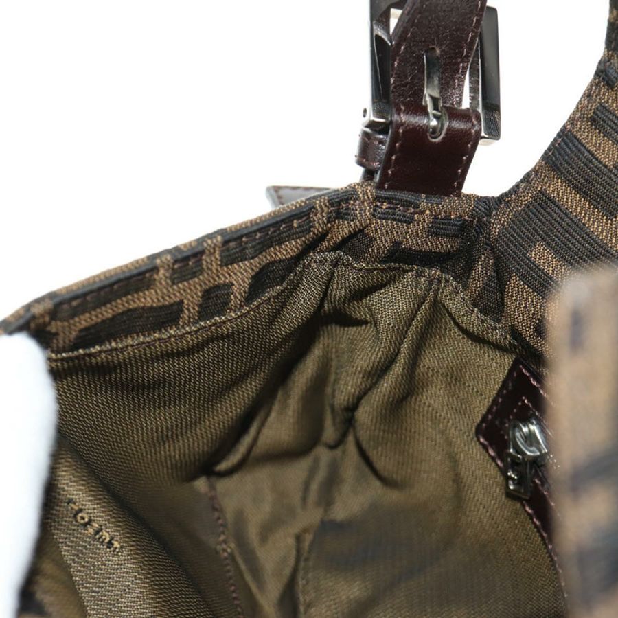 【日本直送】FENDI Zucca帆布Mamma Baguette單肩包 黑色棕色 正品 185313M-21