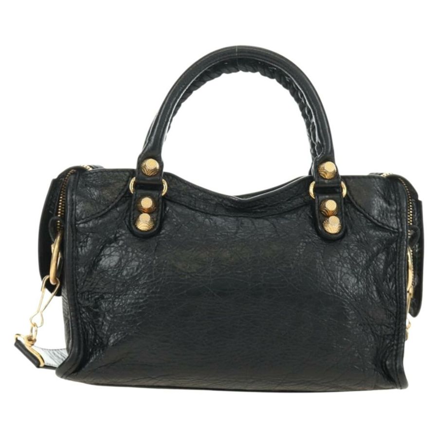 【日本直送】BALENCIAGA 迷你都會手袋 皮革 兩用 黑色 金色 309544 正品 185336SAM-1