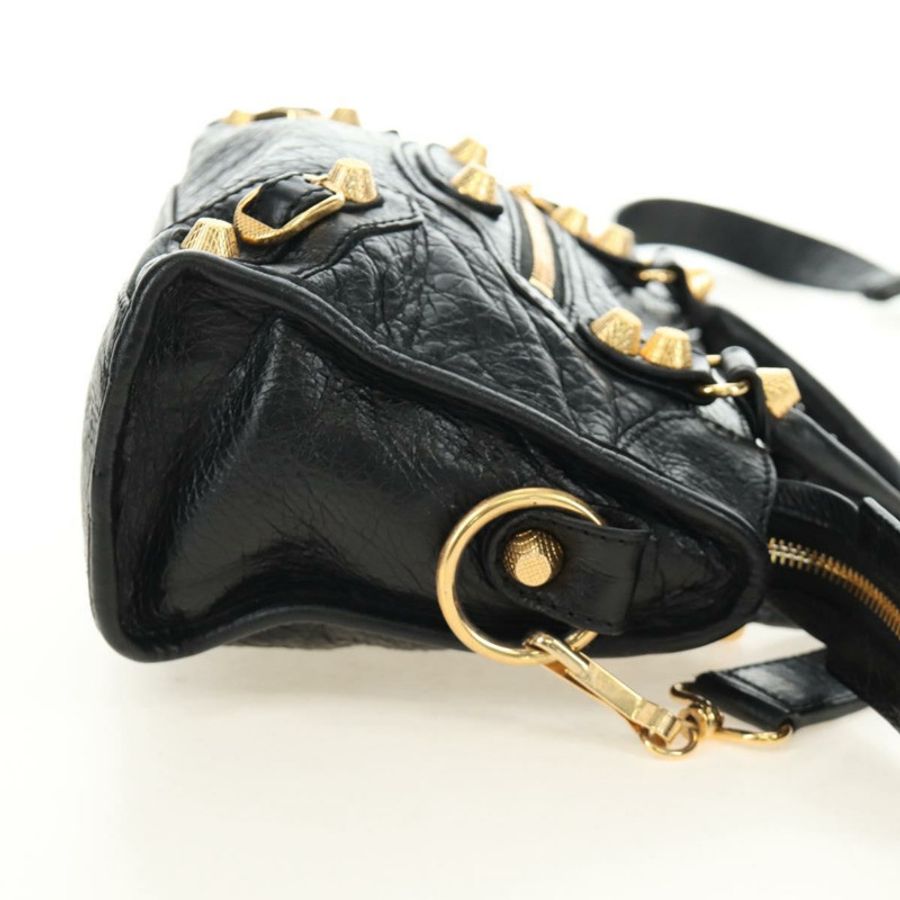 【日本直送】BALENCIAGA 迷你都會手袋 皮革 兩用 黑色 金色 309544 正品 185336SAM-3