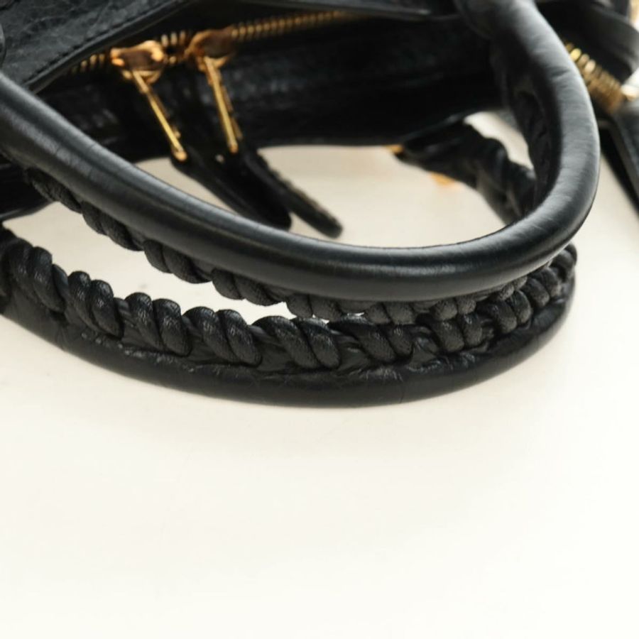 【日本直送】BALENCIAGA 迷你都會手袋 皮革 兩用 黑色 金色 309544 正品 185336SAM-6