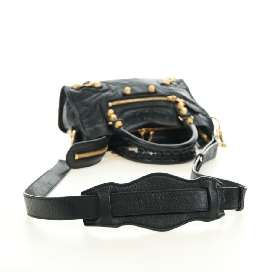 【日本直送】BALENCIAGA 迷你都會手袋 皮革 兩用 黑色 金色 309544 正品 185336SAM-7