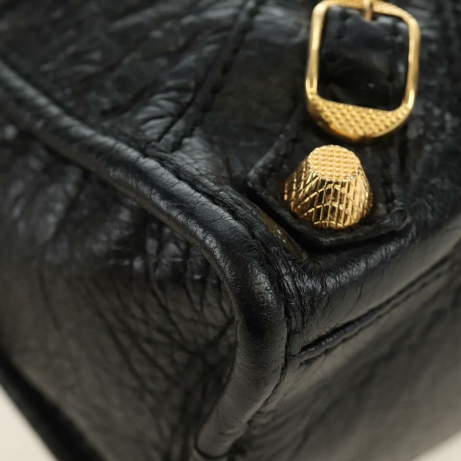 【日本直送】BALENCIAGA 迷你都會手袋 皮革 兩用 黑色 金色 309544 正品 185336SAM-15