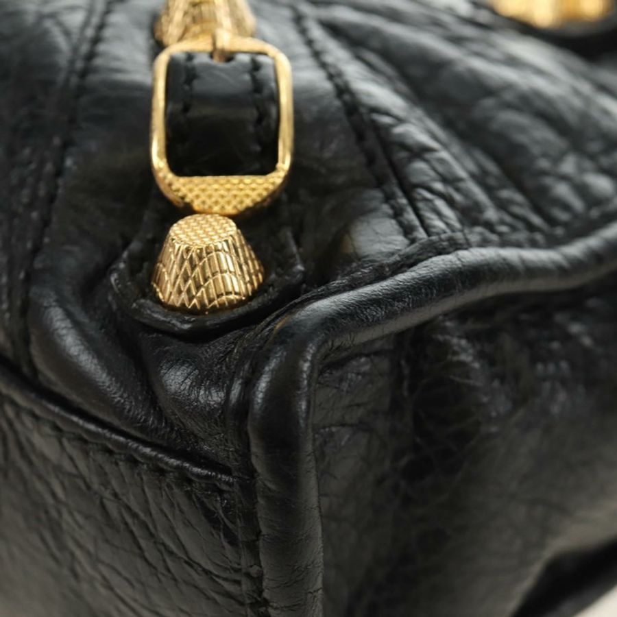 【日本直送】BALENCIAGA 迷你都會手袋 皮革 兩用 黑色 金色 309544 正品 185336SAM-16