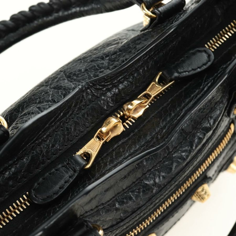 【日本直送】BALENCIAGA 迷你都會手袋 皮革 兩用 黑色 金色 309544 正品 185336SAM-19