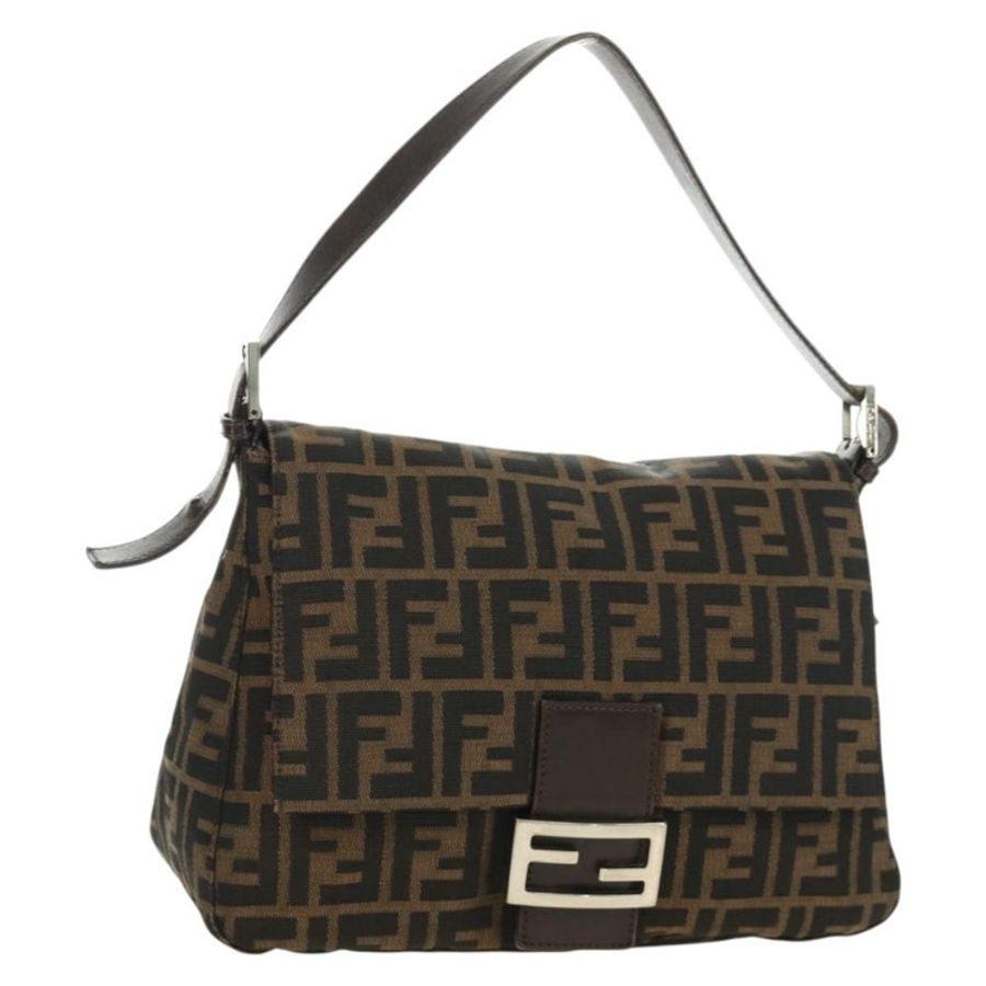 【日本直送】FENDI Zucca帆布Mamma Baguette單肩包 黑色棕色 正品 185309M-0