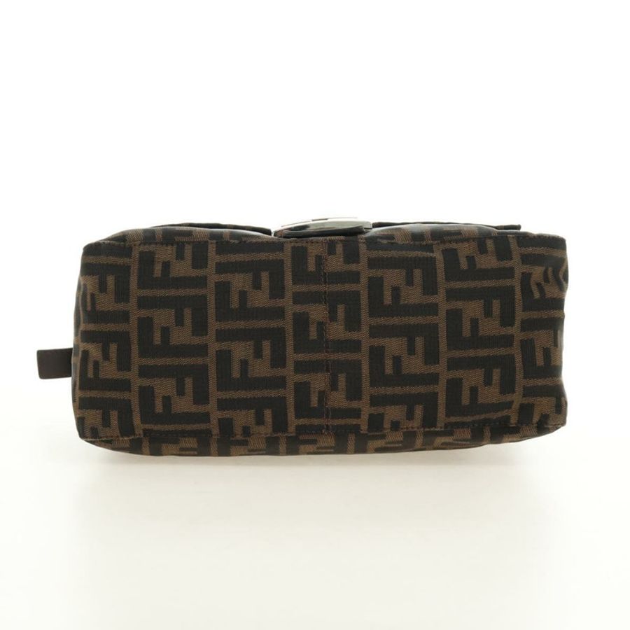 【日本直送】FENDI Zucca帆布Mamma Baguette單肩包 黑色棕色 正品 185309M-4
