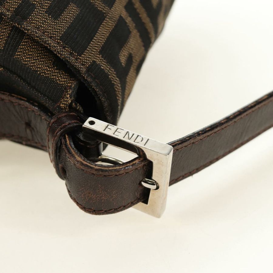 【日本直送】FENDI Zucca帆布Mamma Baguette單肩包 黑色棕色 正品 185309M-6