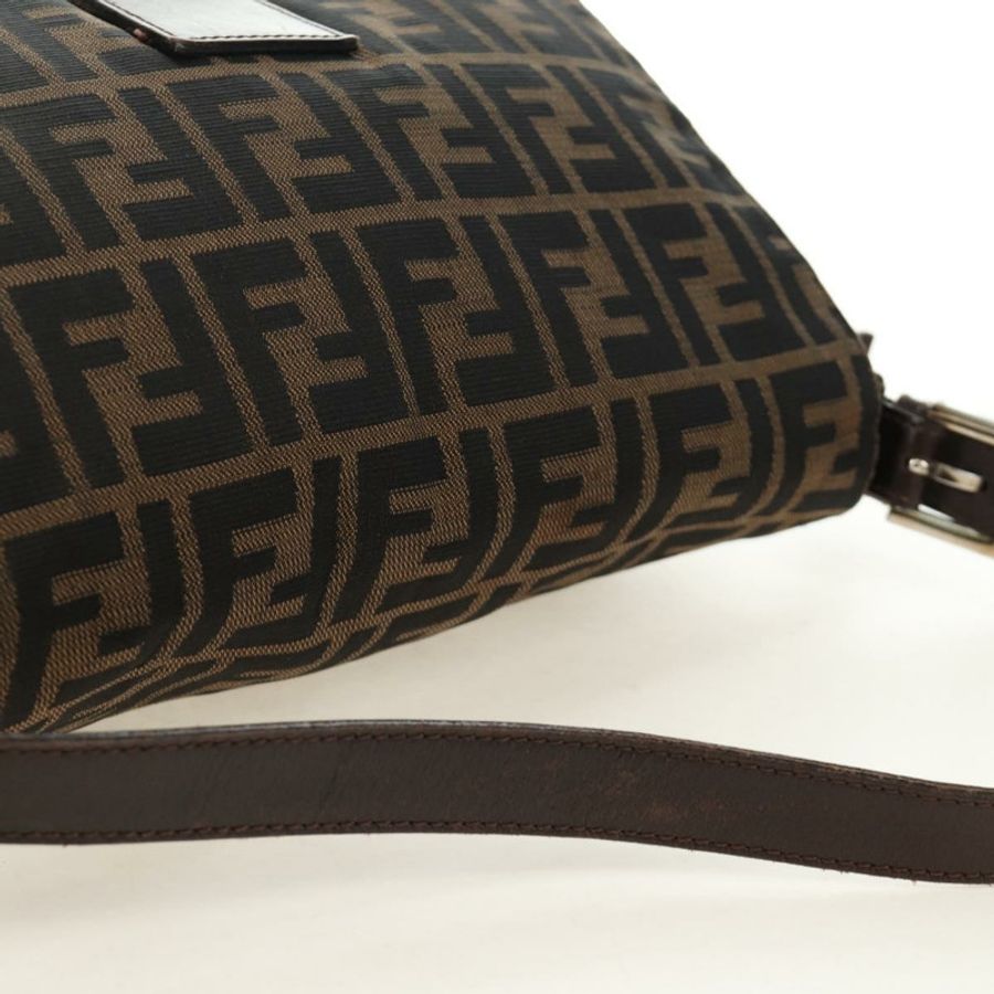 【日本直送】FENDI Zucca帆布Mamma Baguette單肩包 黑色棕色 正品 185309M-13
