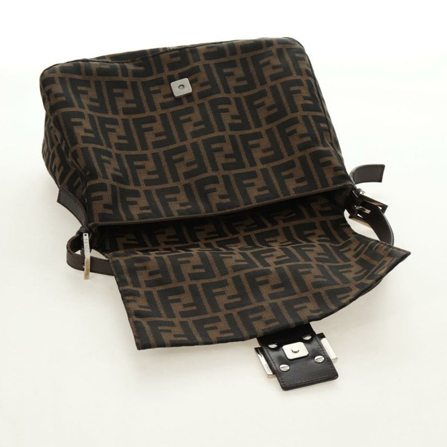 【日本直送】FENDI Zucca帆布Mamma Baguette單肩包 黑色棕色 正品 185309M-20