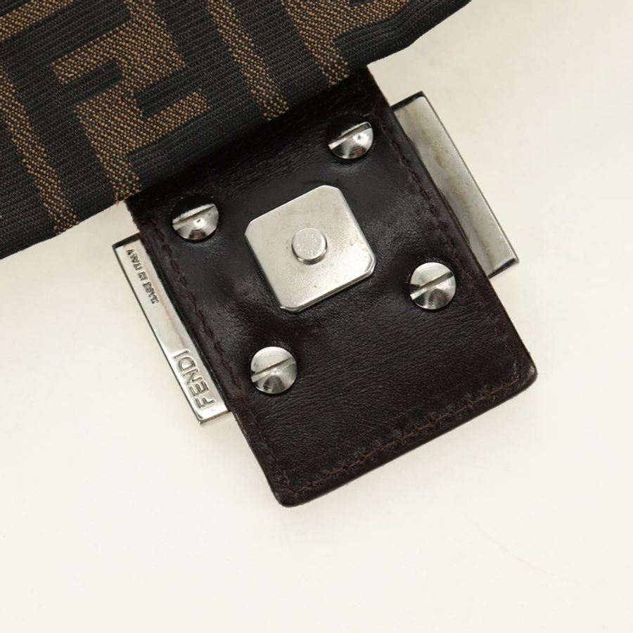 【日本直送】FENDI Zucca帆布Mamma Baguette單肩包 黑色棕色 正品 185309M-21