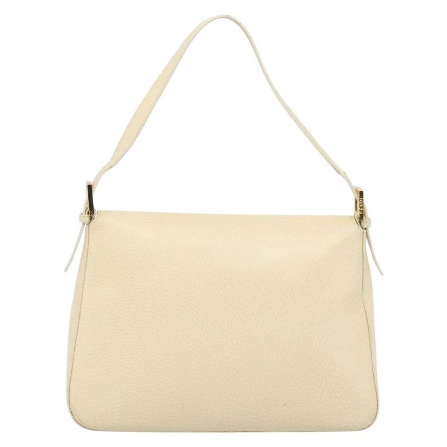 【日本直送】FENDI Mamma Baguette 單肩包,象牙/金色皮革,正品編號 186036SAM-1