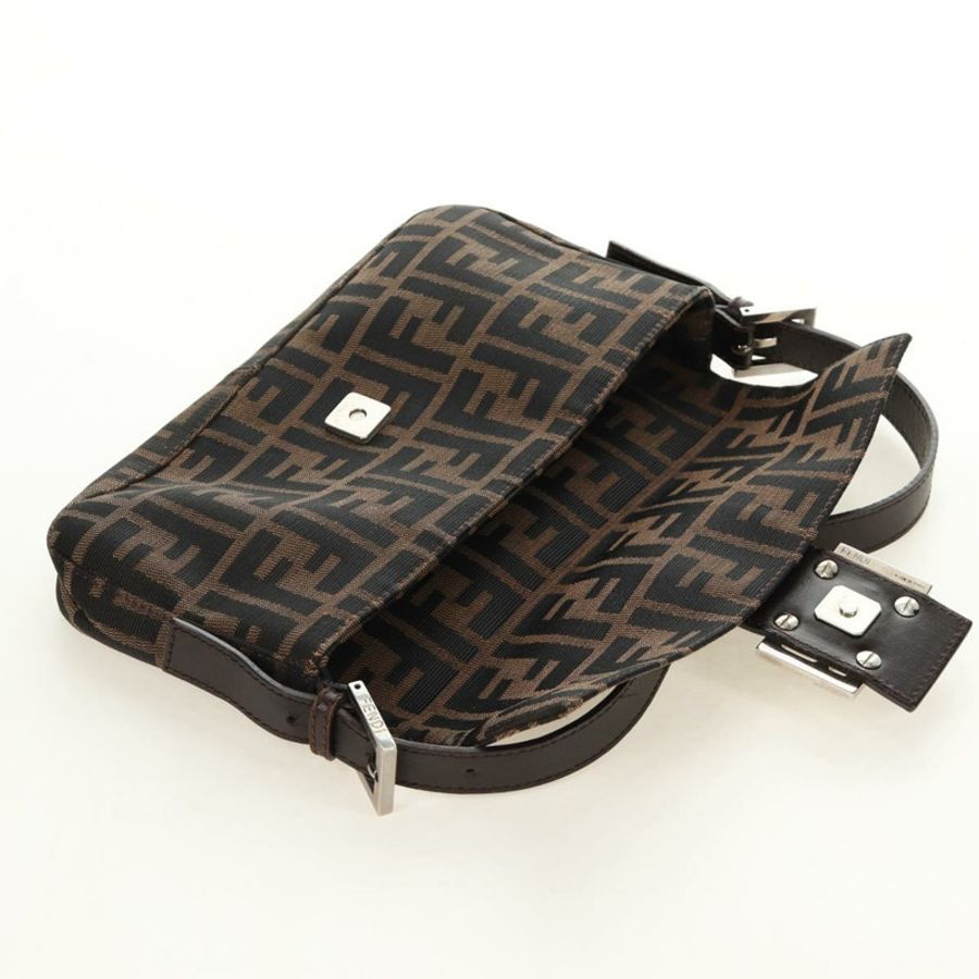 【日本直送】FENDI Zucca帆布Mamma Baguette單肩包 黑色棕色 正品 185961SAM-18
