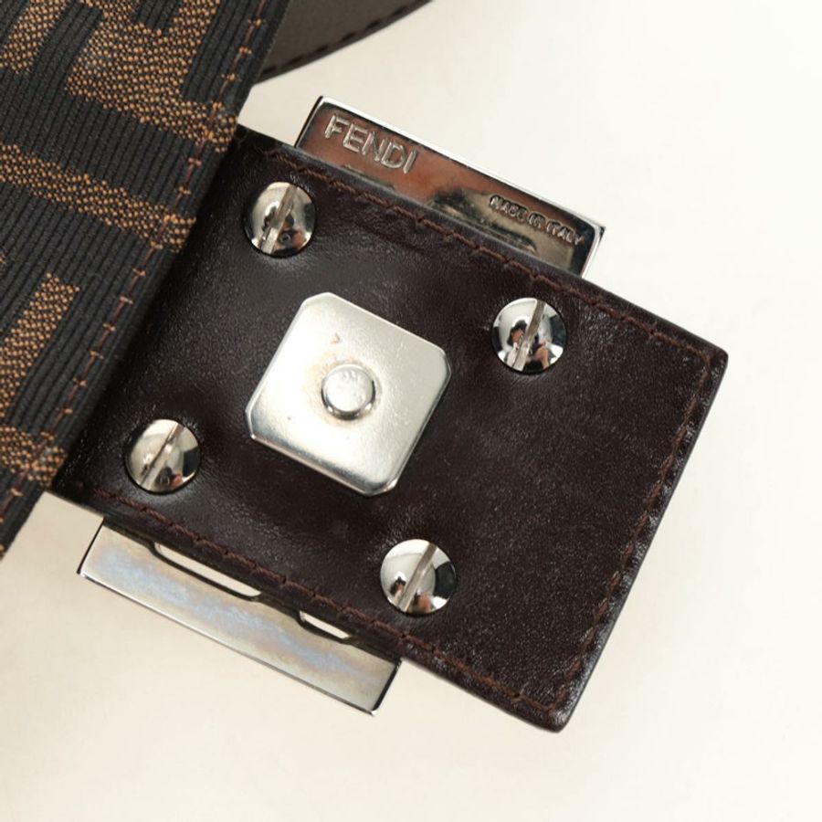 【日本直送】FENDI Zucca帆布Mamma Baguette單肩包 黑色棕色 正品 185961SAM-19