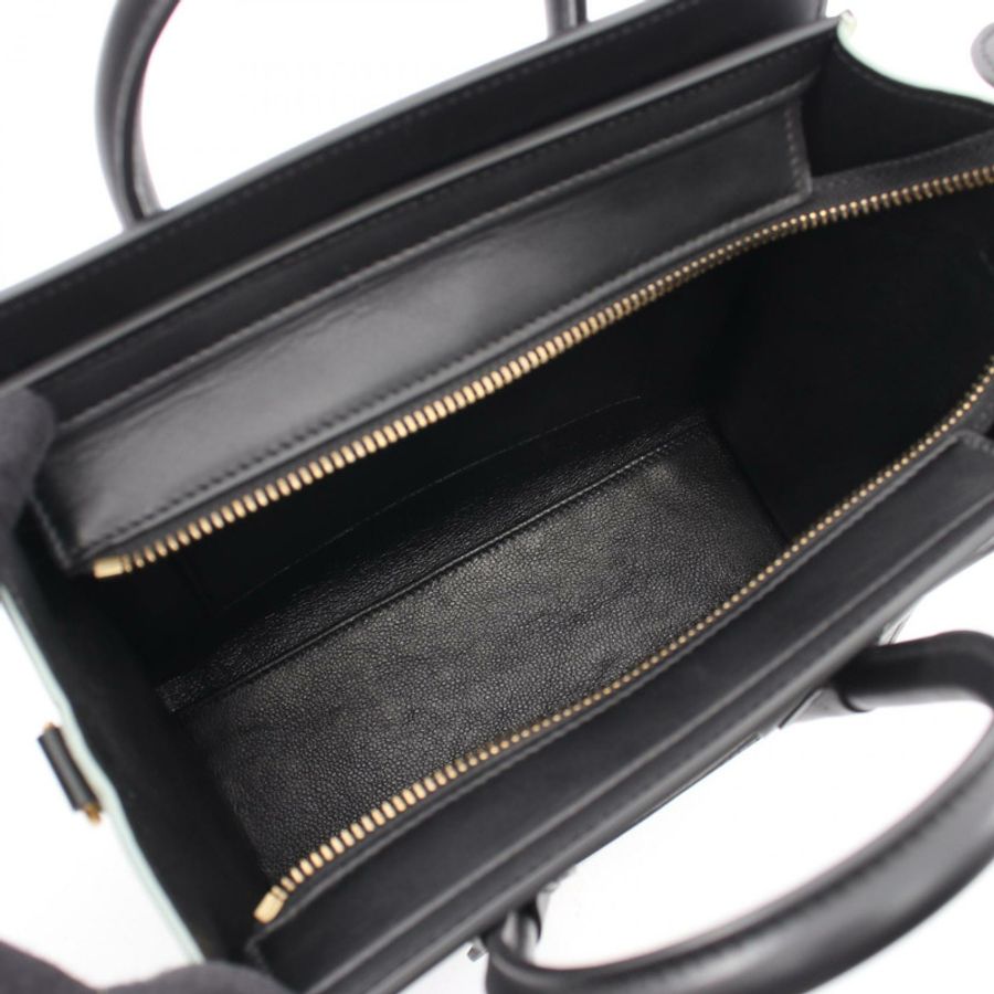 CELINE Luggage Nano Shopper 2WAY 手提包 168243 皮革 灰色 黑色 綠色 二手-2