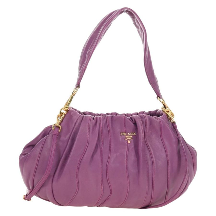【日本直送】PRADA 紫色金色雙肩包,真皮材質,正品編號 185613M-0